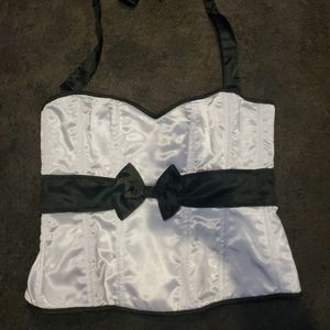 Plus Size 4x Black & White Satin Corset